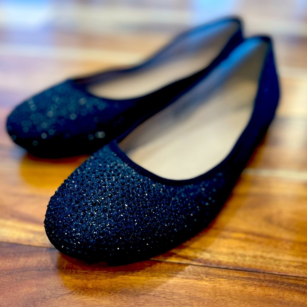 NWOT Morgan Taylor black Sparkle Ballet Flats Size 39.5 US 8.5